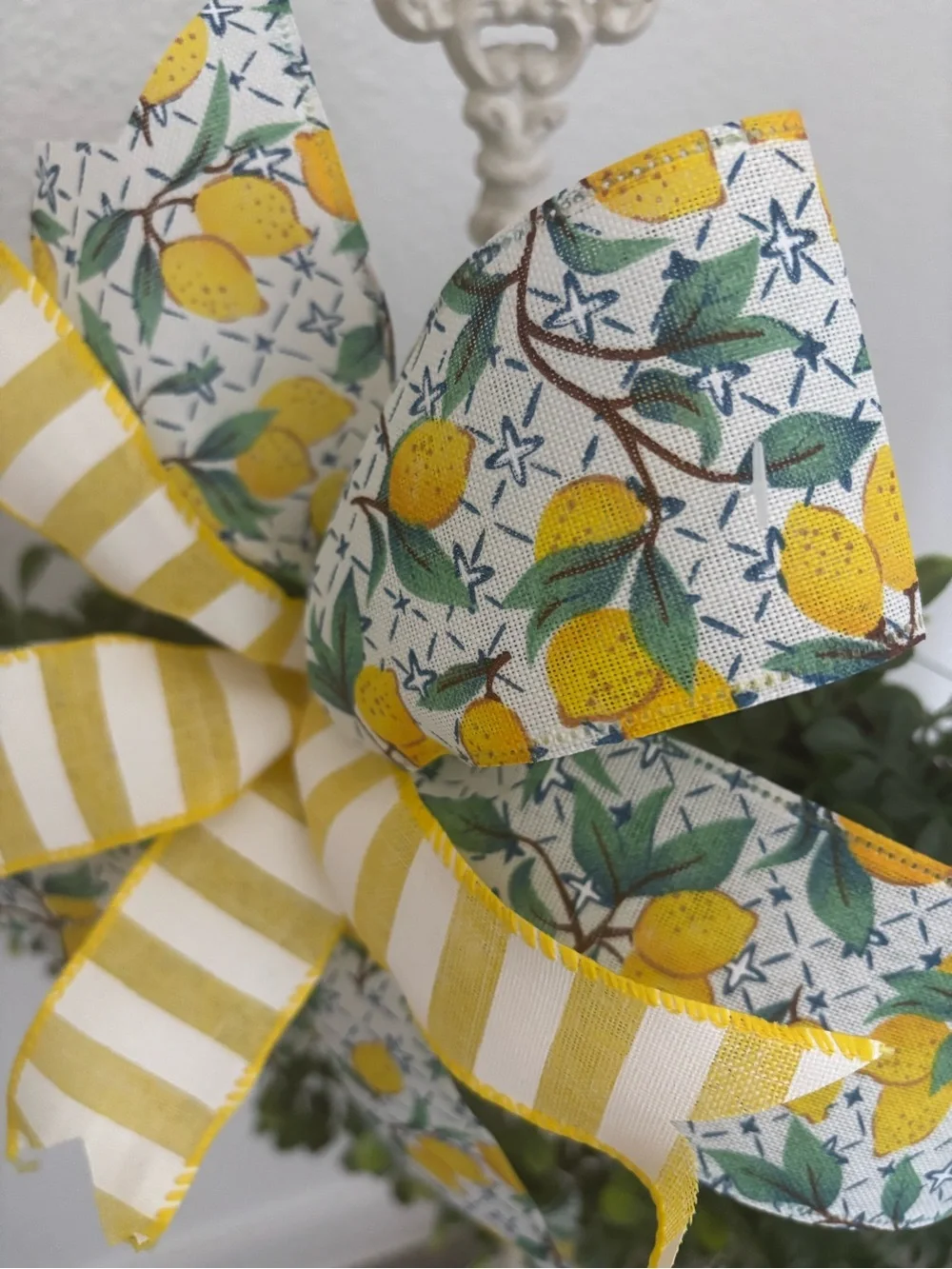 Yellow Lemon Rustic Farmhouse Bow Handmade 5” Hurricane DIY Wreath Final Sal